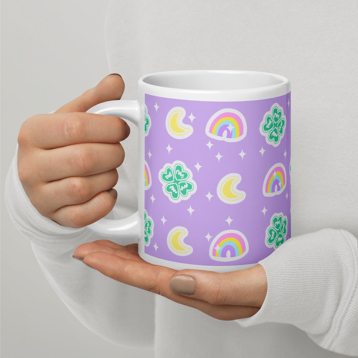 Charmed With Luck White Glossy Mug (Purple)