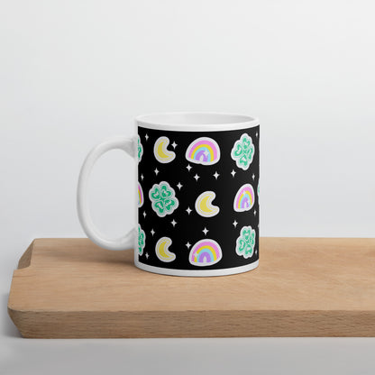 Charmed With Luck White Glossy Mug (Black)