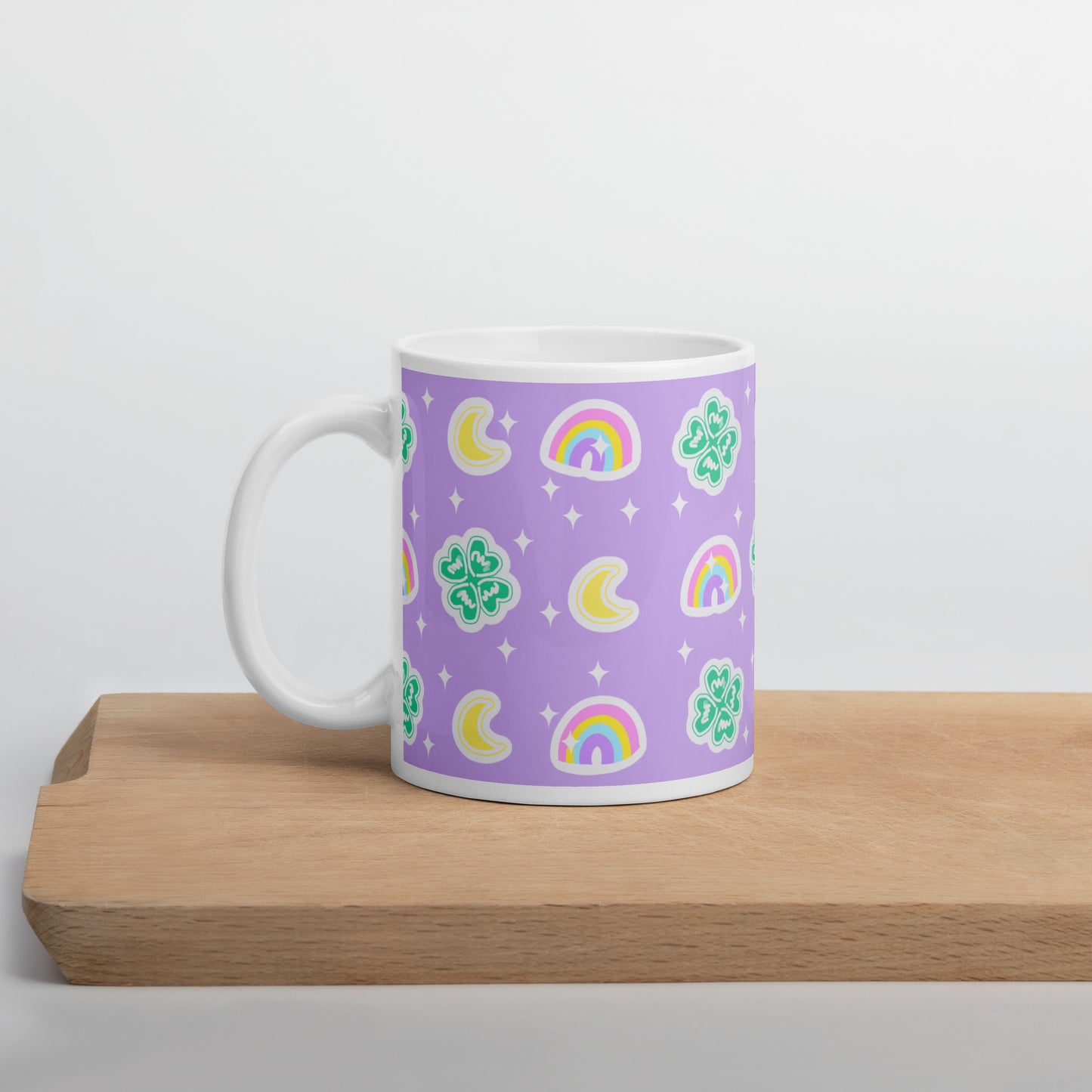 Charmed With Luck White Glossy Mug (Purple)