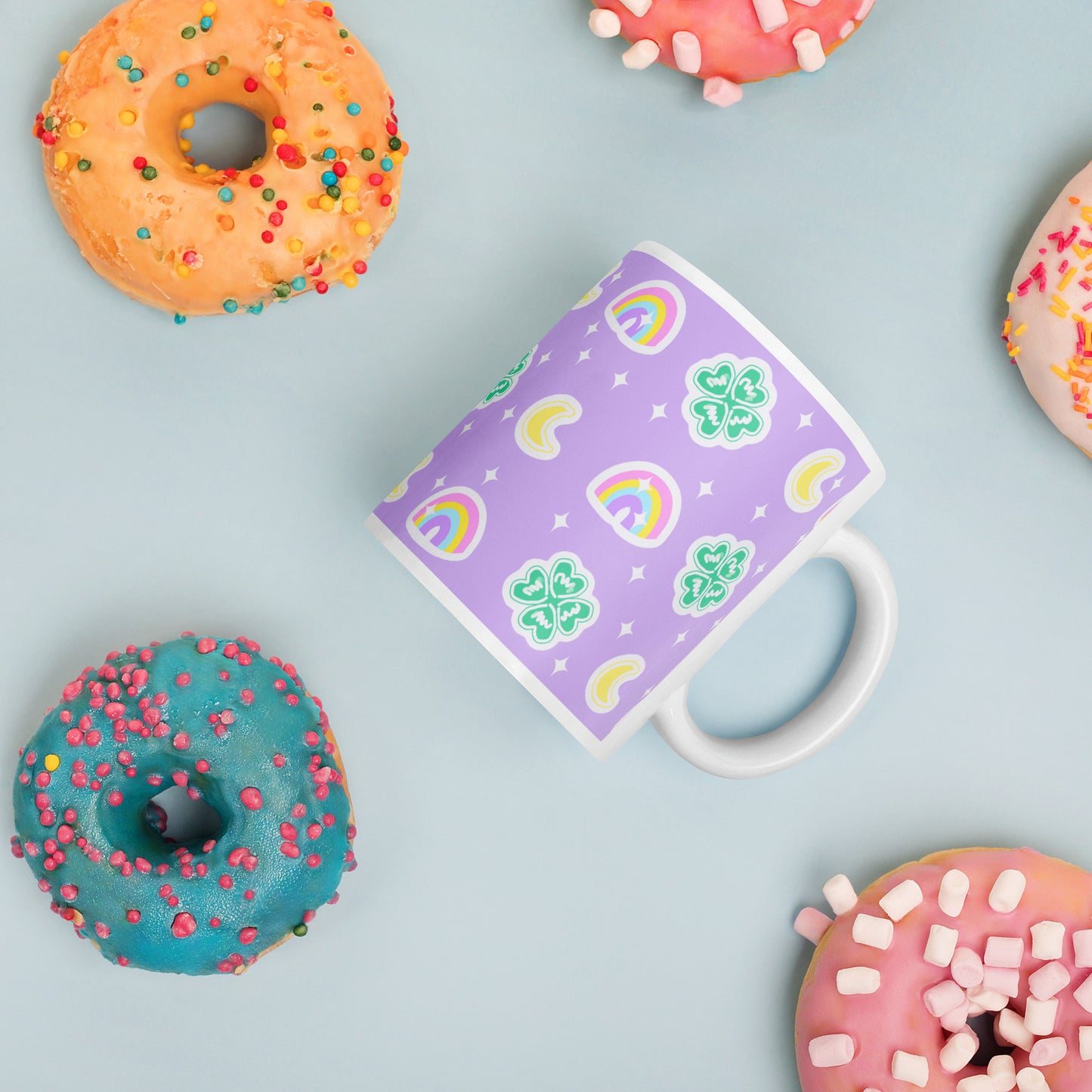 Charmed With Luck White Glossy Mug (Purple)