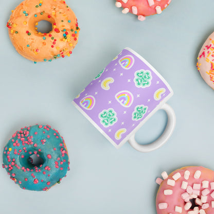 Charmed With Luck White Glossy Mug (Purple)