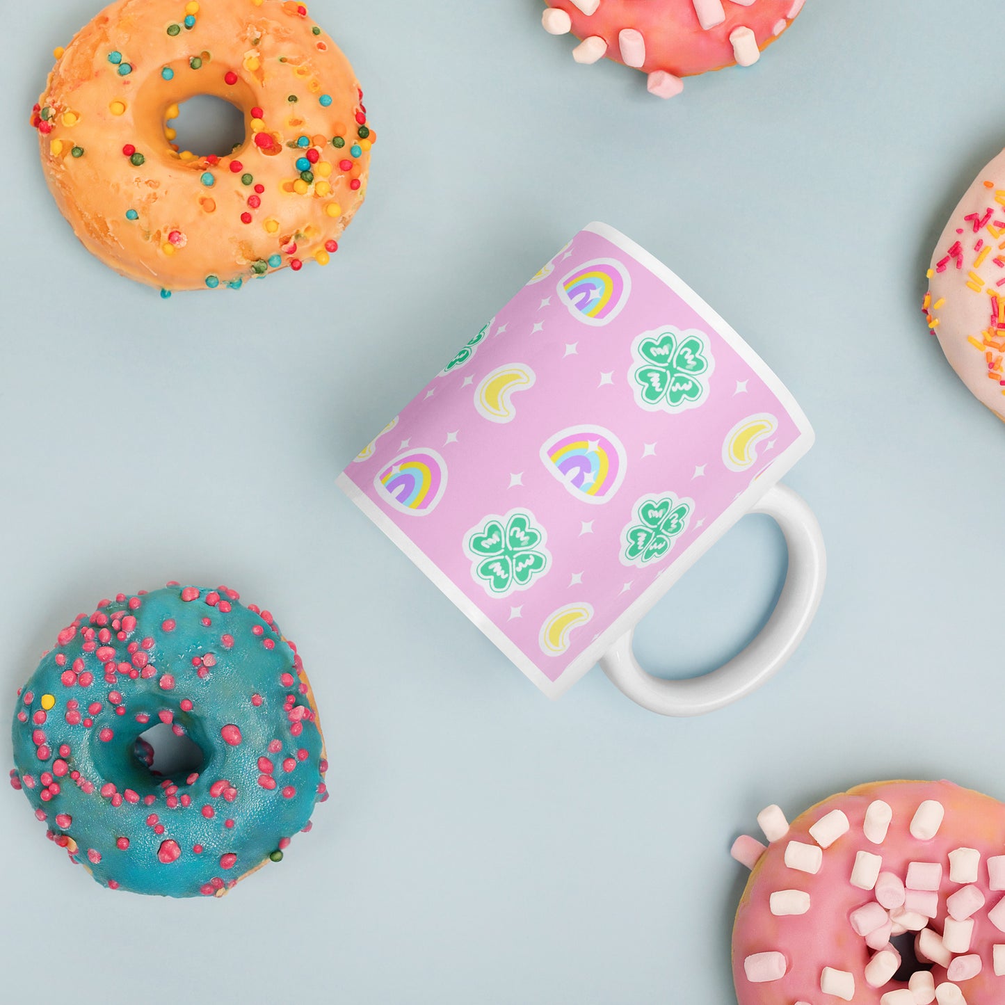 Charmed With Luck White Glossy Mug (Pink)