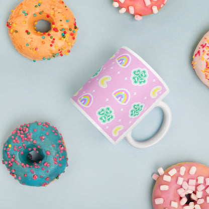 Charmed With Luck White Glossy Mug (Pink)