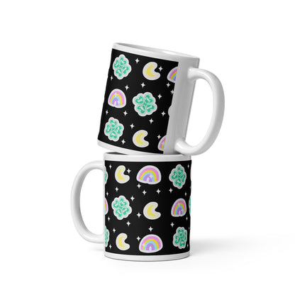 Charmed With Luck White Glossy Mug (Black)