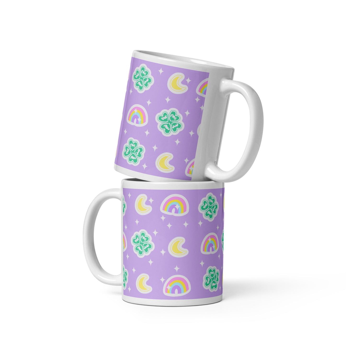Charmed With Luck White Glossy Mug (Purple)