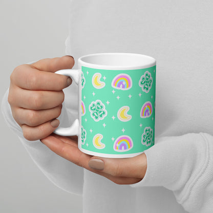 Charmed With Luck White Glossy Mug (Green)