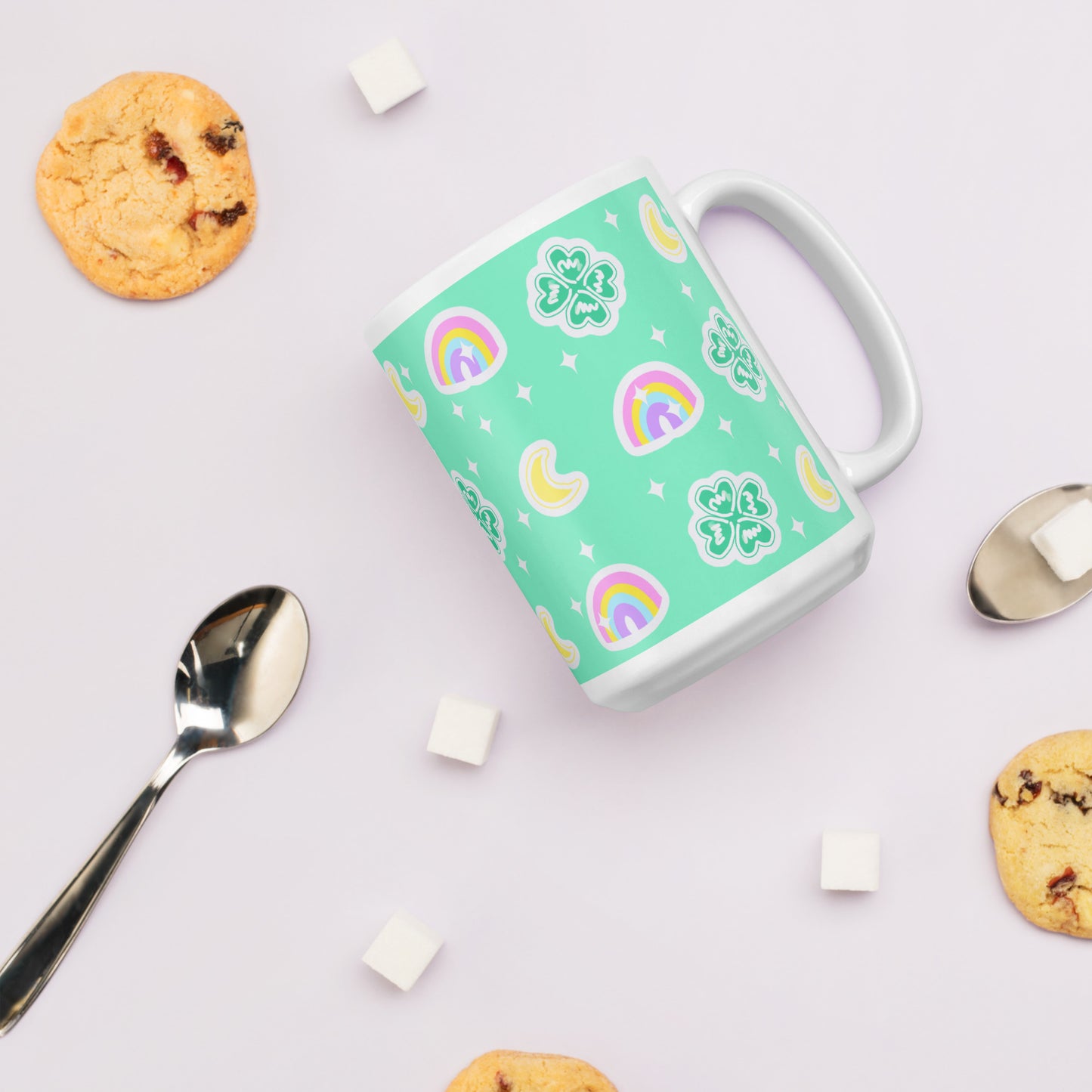 Charmed With Luck White Glossy Mug (Green)