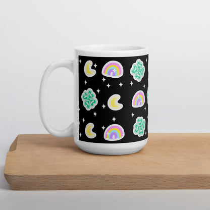 Charmed With Luck White Glossy Mug (Black)