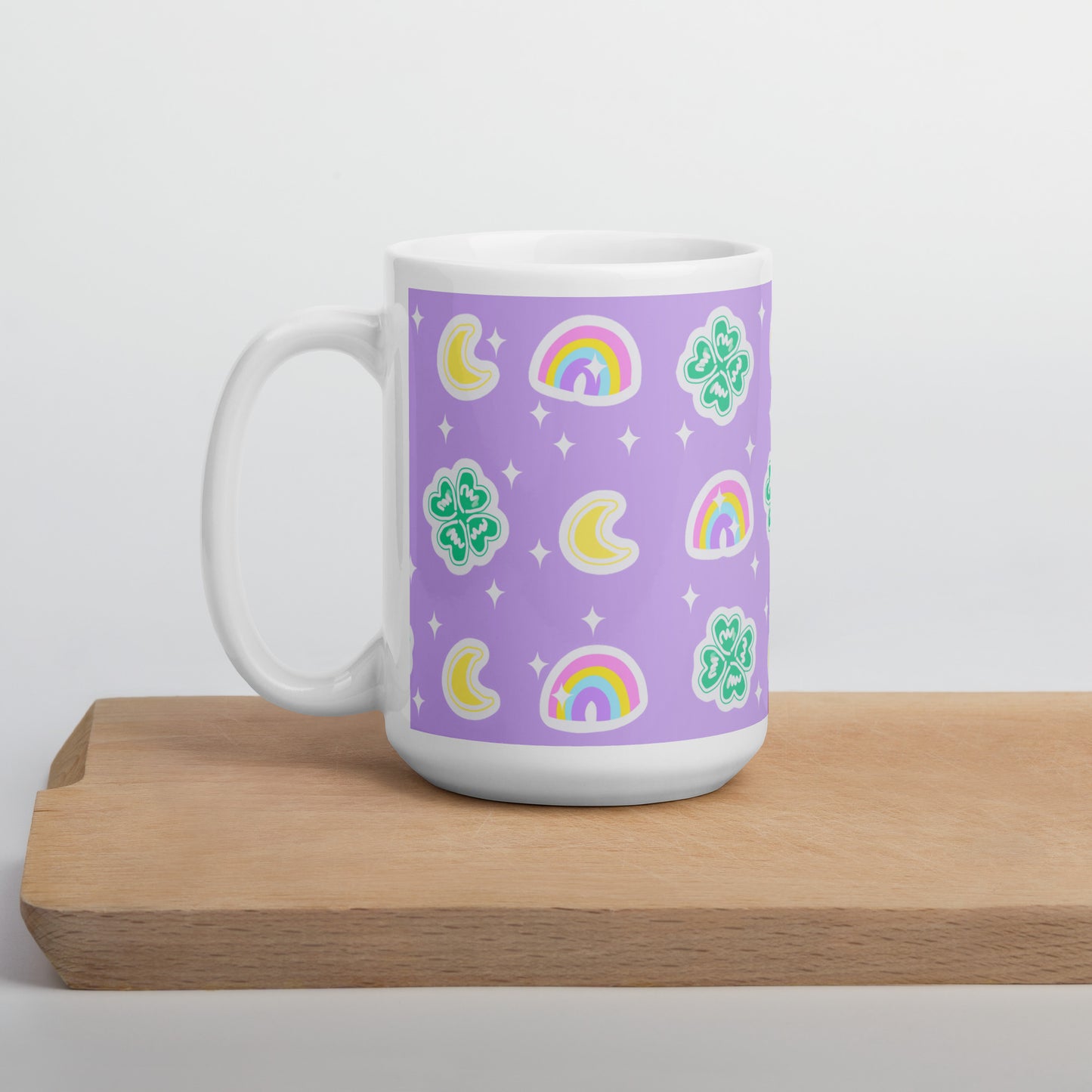 Charmed With Luck White Glossy Mug (Purple)