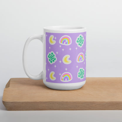 Charmed With Luck White Glossy Mug (Purple)