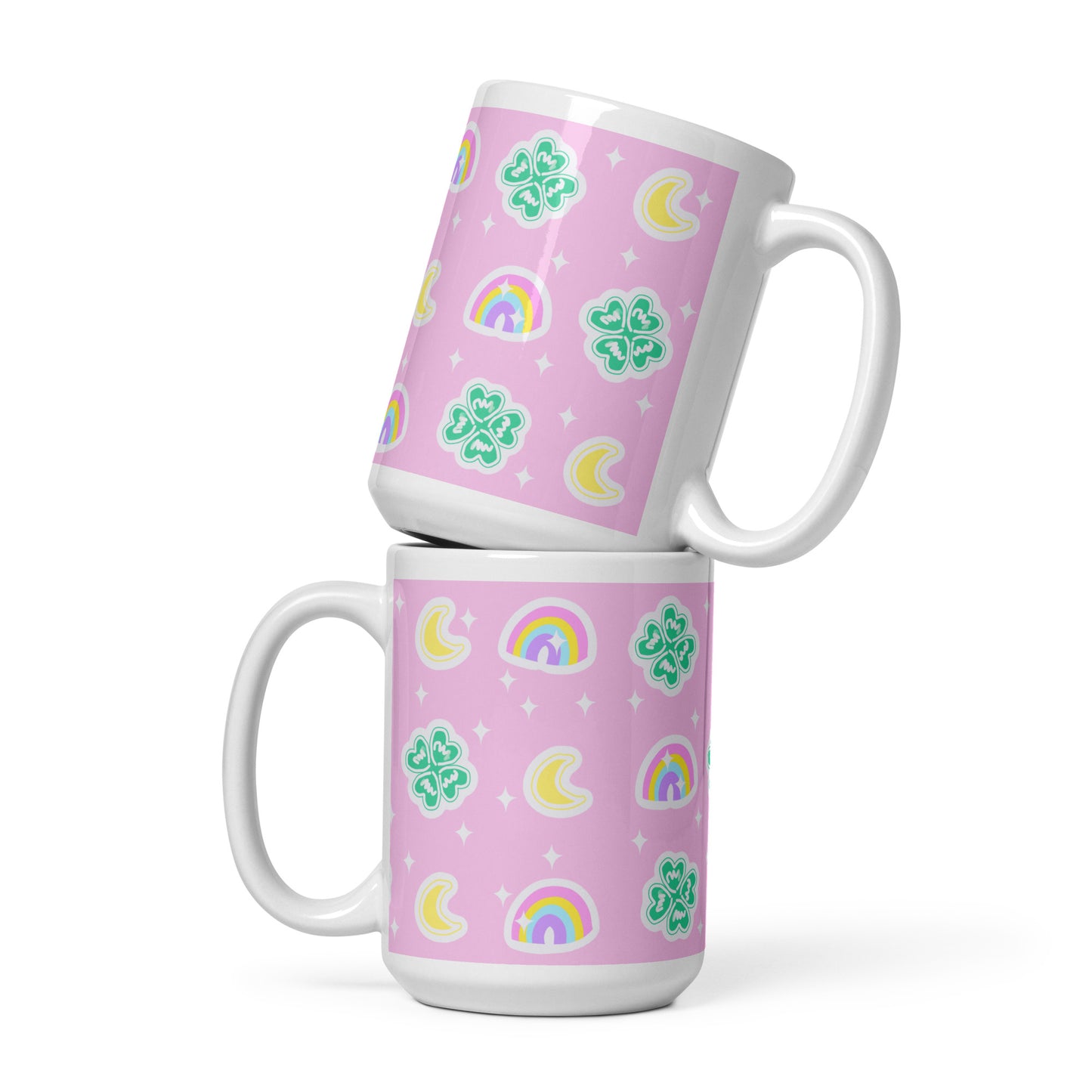 Charmed With Luck White Glossy Mug (Pink)