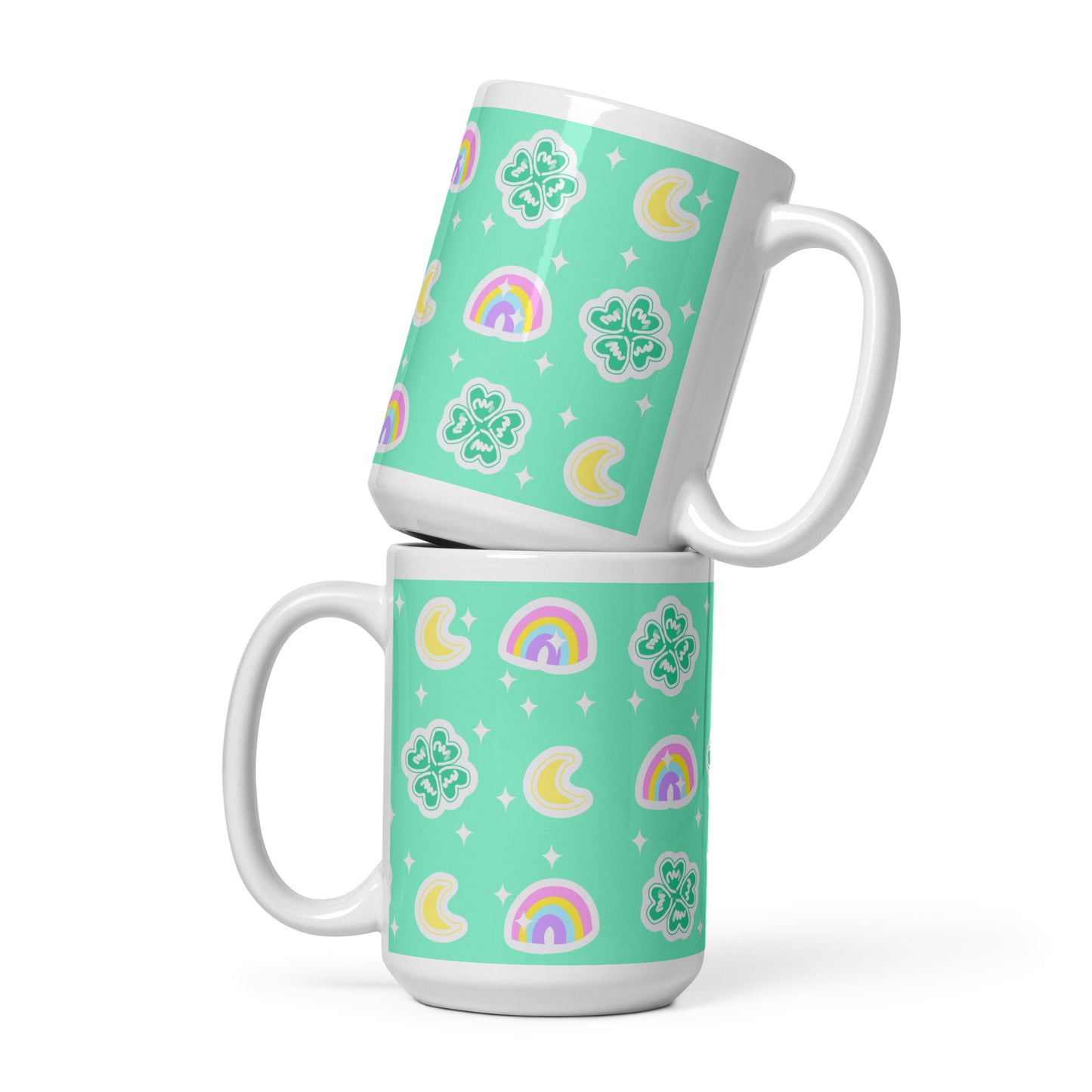 Charmed With Luck White Glossy Mug (Green)