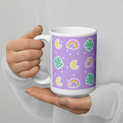 Charmed With Luck White Glossy Mug (Purple)