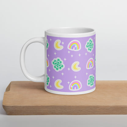 Charmed With Luck White Glossy Mug (Purple)