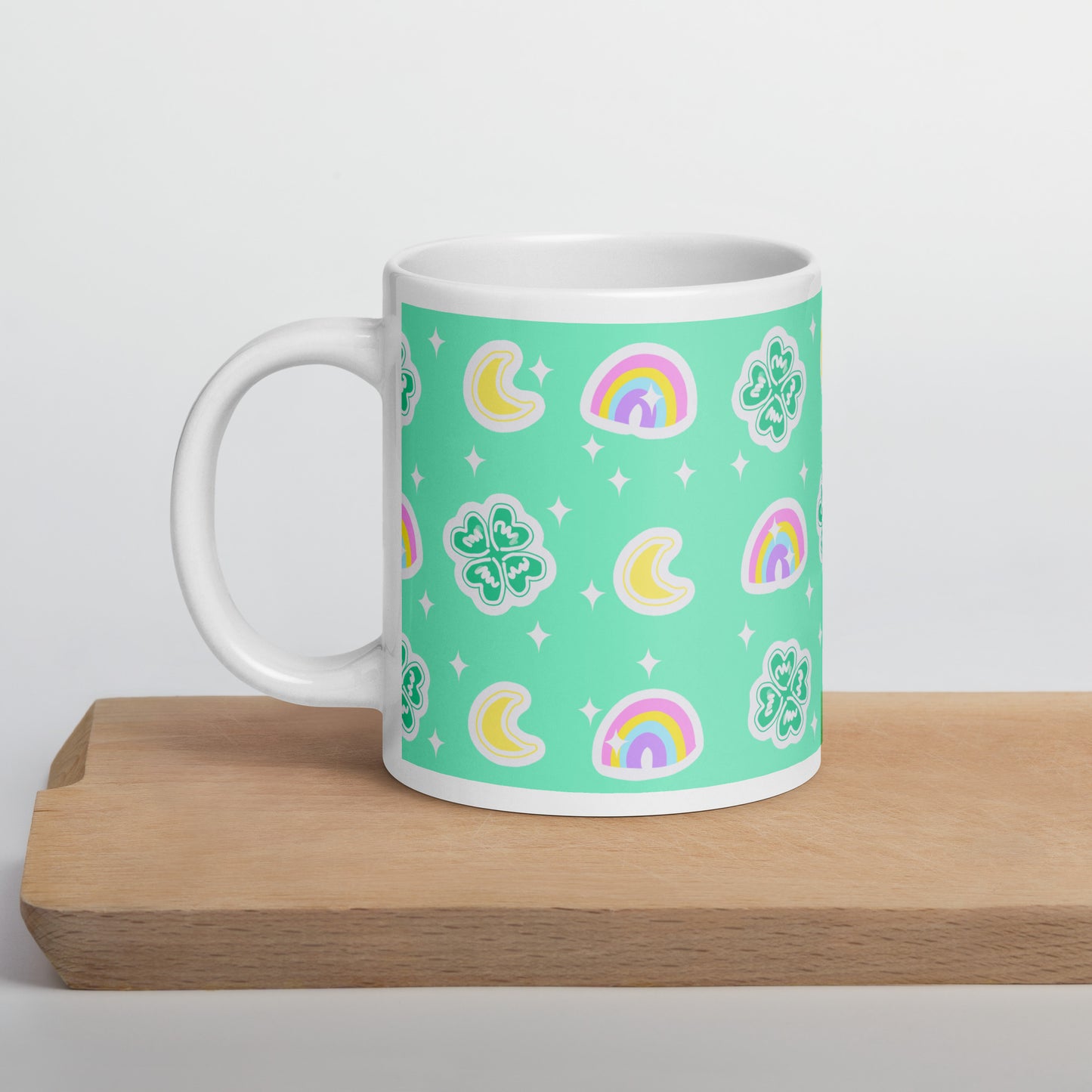 Charmed With Luck White Glossy Mug (Green)