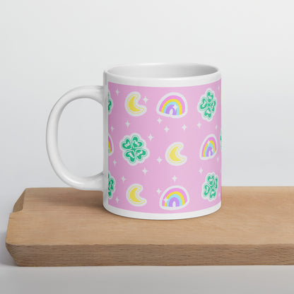 Charmed With Luck White Glossy Mug (Pink)