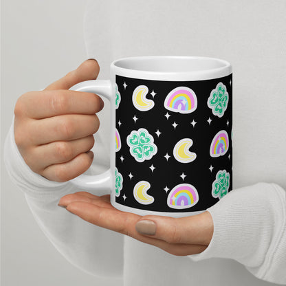 Charmed With Luck White Glossy Mug (Black)