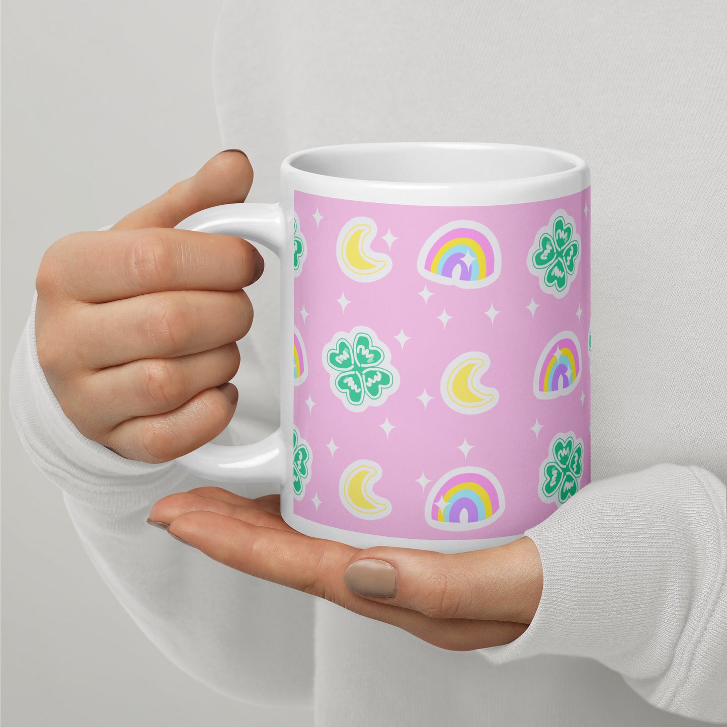 Charmed With Luck White Glossy Mug (Pink)